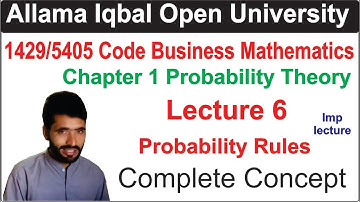 1429 Code Chapter 1 Probability Theory Lecture 6 | Business Mathematics Chapter 1 Probability Theory