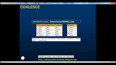 Coalesce function in sql server   Part 16