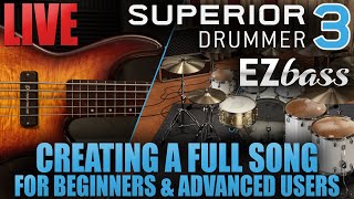 Toontrack's Superior Drummer 3 and EZBass | live stream | full country/rock song from scratch