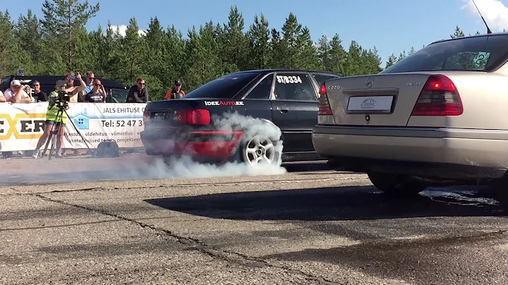 Audi 80 B4 RWD 2.2T 20v vs Mercedes C220d 3.0TD BiT 1/4 mile drag race