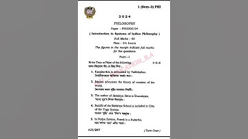 FYUGP BA 3rd Sem PHILOSOPHY (Major/Minor) PHI0300104 /Question paper 2024 Guwahati University#shorts