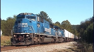 NS SD60I #6746 leads NS #282 at Lindale, Georgia - 10/15/05 (Topaz VEAI 720p60 Upload)