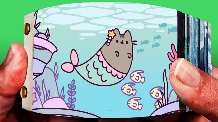 Mermaid Pusheen's Treasure Hunt Flipbook |  | flipbook animation | flipbook tutorial