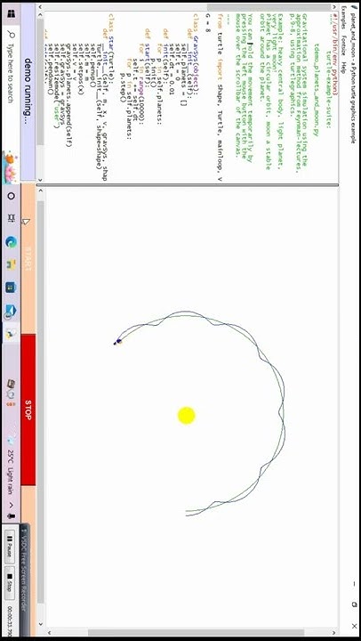 Planet and Moon a Python Turtle Graphics Example | Python Turtle demo ...