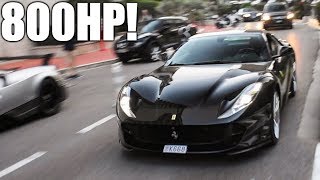 Here is a black ferrari 812 superfast in monaco. this video you can
see her driving the streets of principality and hear sound! there also
s...