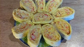 Рулет из лаваша с крабовыми палочками. Мамулины рецепты. Рулет из лаваша с крабовыми палочками. Мамулины рецепты.