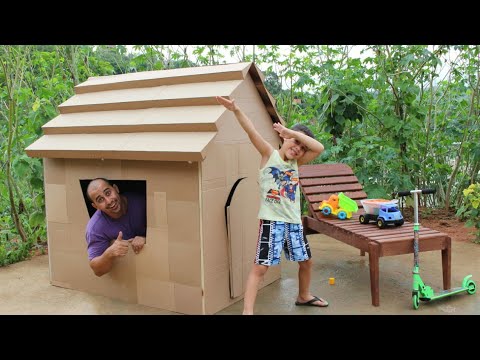 CONSTRUÍMOS UMA CASA DE PAPELÃO!!! Minha casinha feita com restos de caixas