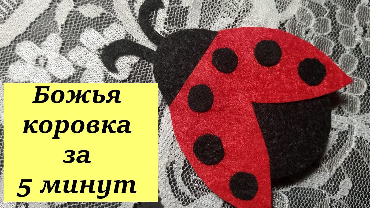 How to make Lady Bug tutorial. Красивая заколка из фетра за 5 минут. Божья коровка своими руками