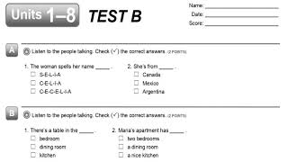 Units 1–8 TEST B (Interchange Fifth Edition Intro Level Tests)