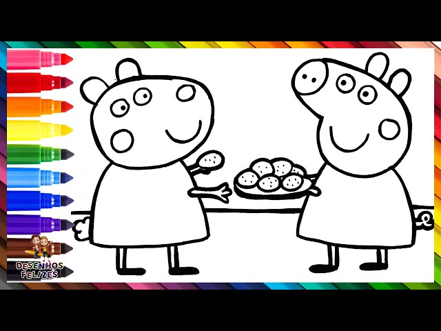 Colorindo Familia Peppa Pig No Natal  Pintando a Peppa Pig l Desenhos para  colorir para crianças 