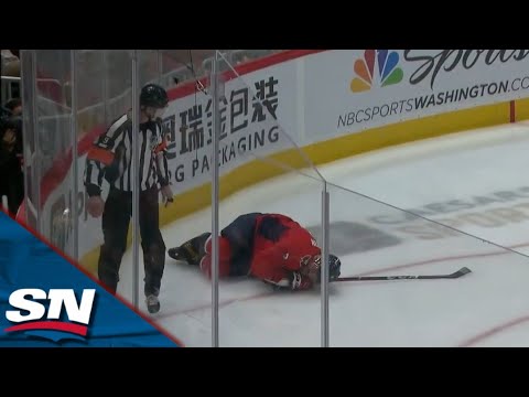 Alexander Ovechkin Leaves The Game After Going Down Awkwardly Into The Boards