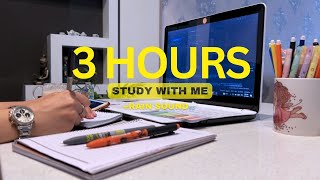 3 HOUR STUDY WITH ME | Background noise, Rain Sounds, 10min break, No Music | with Timer