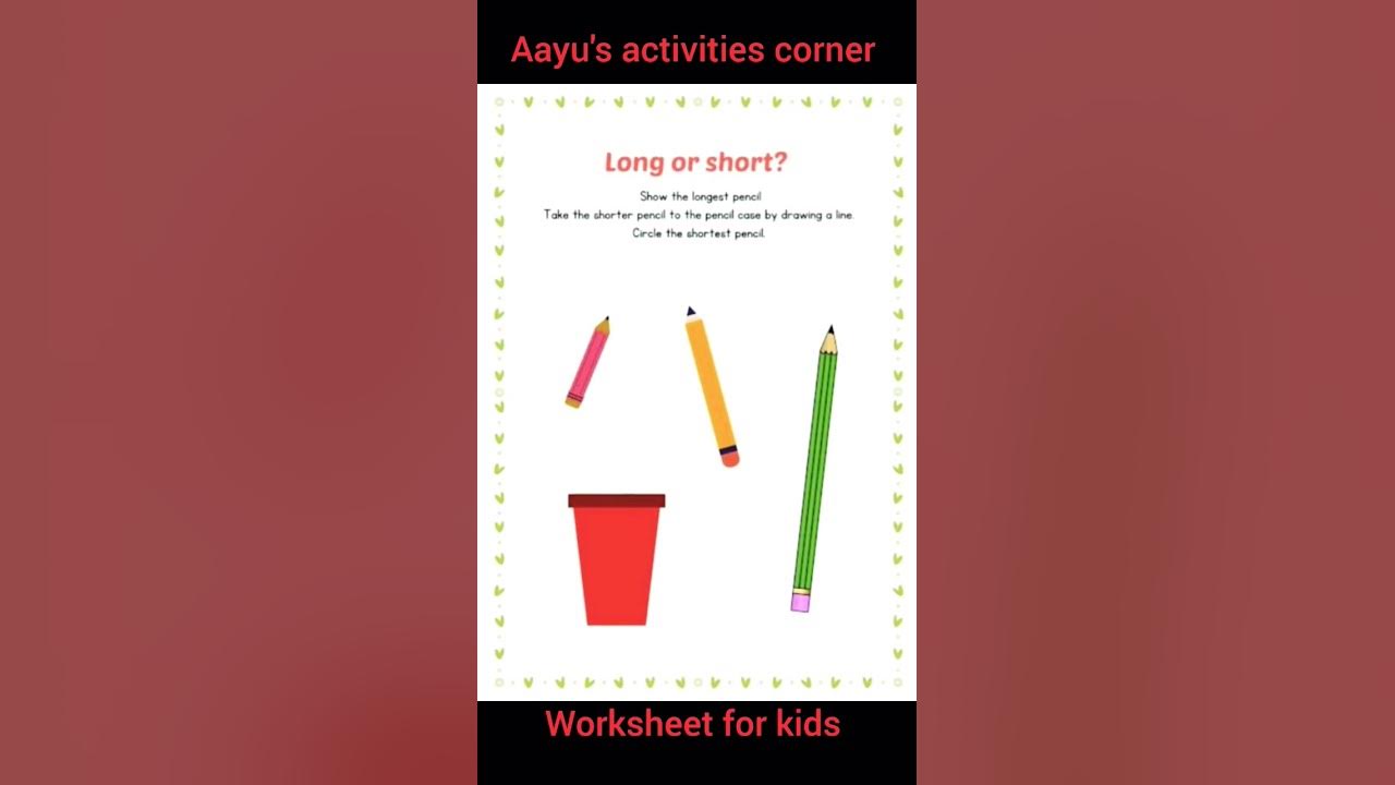 long vs short worksheet for kids #shortfeed #longvsshort #worksheet #