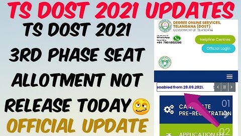 TS DOST 2021 3rd Phase Seat Allotment Not Release Today🥴//Official Update//Date & Time..?