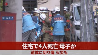 住宅で4人死亡、母子か 遺体に切り傷、火災も