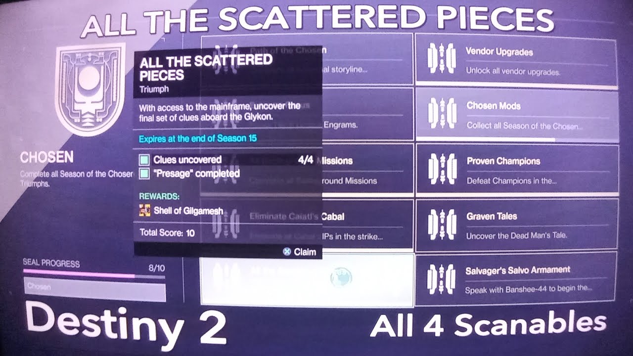 Destiny 2 - ALL THE SCATTERED PIECES Triumph All 4 Scanables - YouTube