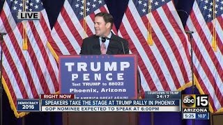Governor Doug Ducey takes stage at Trump rally in Phoenix