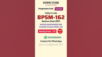 BPSM 162 Solved Assignment PDF 2025-26 in Hindi, BAPSH program BPSM-162 Solved assignments