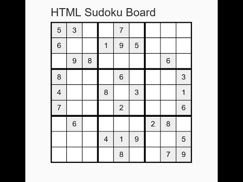 SUDOKU BOARD INTERFACE by HTML - YouTube