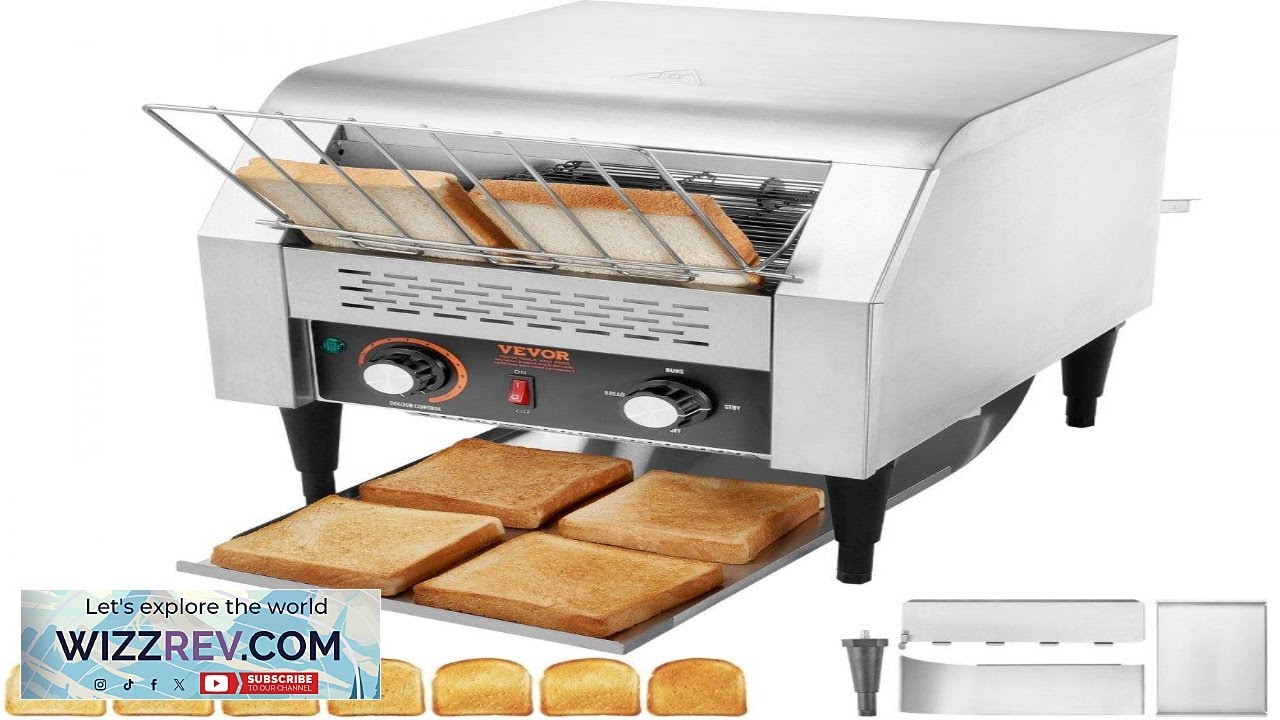 VEVOR Commercial Conveyor Toaster 300 Slices Hour Conveyor Belt Toaster Heavy Duty