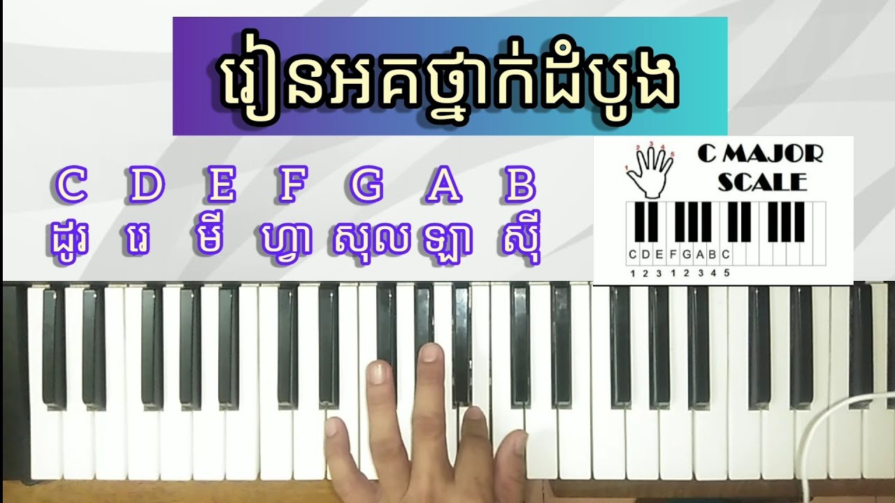 រៀនអគ/ព្យាណូថ្នាក់ដំបូង មេរៀនទី1 learning piano for beginner first class lesson 1