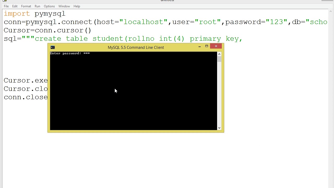 Grade 12: Python with mysql (How to create a table and insert values ...