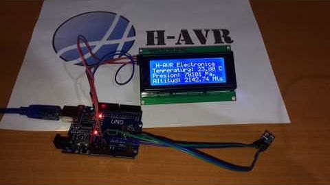 Sensor de presión BMP180 conectado a un Arduino Uno y una LCD de 20x4.
