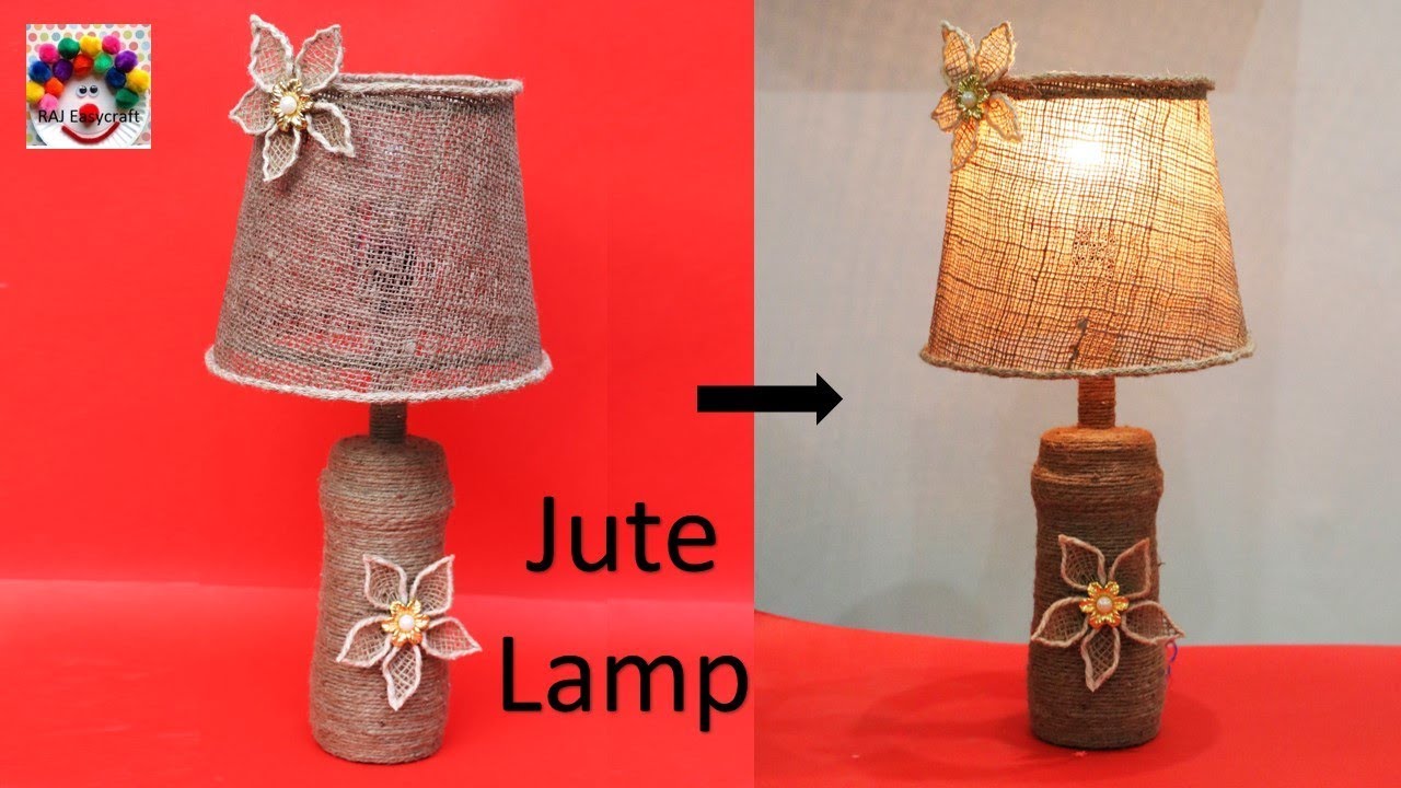 Jute Lamp Making At Home Waste Bottle Reuse Idea Diy Room Decor Table Lamp Youtube Jute Lamp Diy Room Decor Decorative Table Lamps
