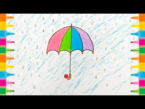 How to Draw A Umbrella for Kid very easy step by step