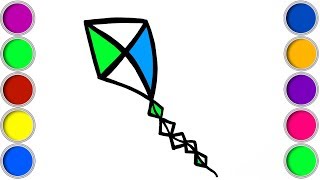 Kite Drawing and Coloring for Kids and Toddlers | Coloring Pages for Kids