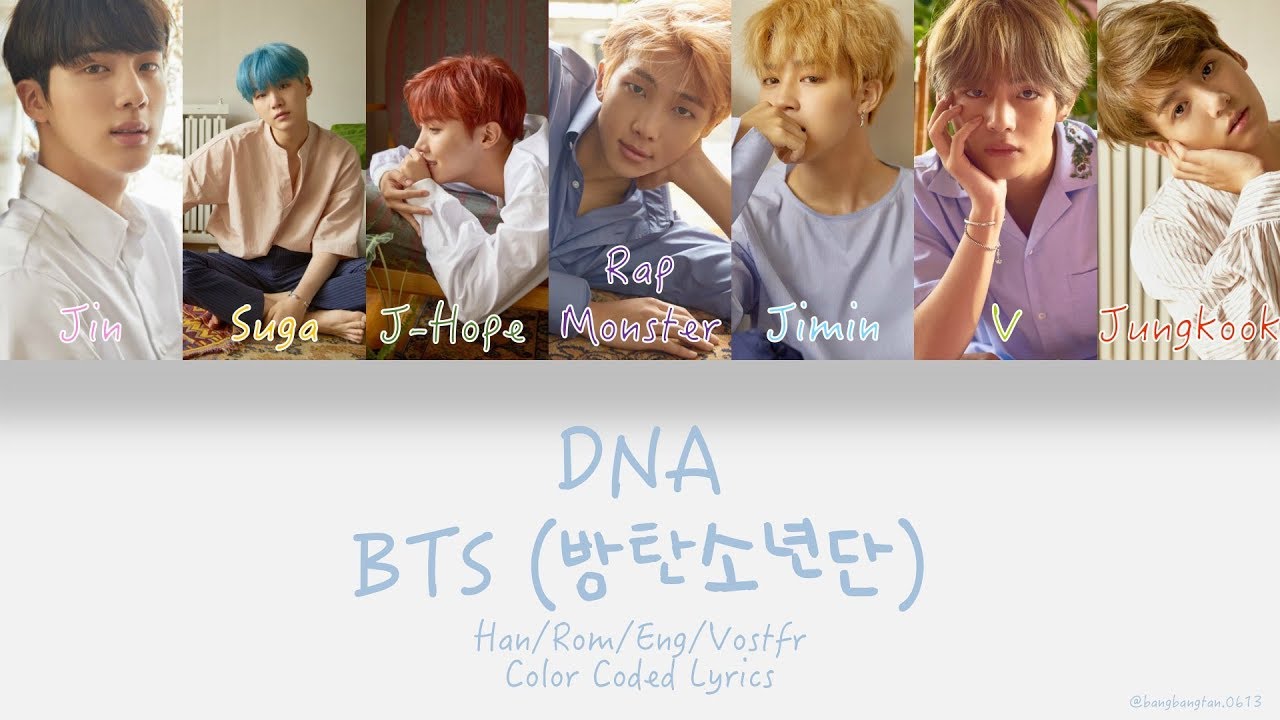 BTS (방탄소년단) - DNA Lyrics Video Color Coded Han|Rom|Eng|Vostfr - YouTube