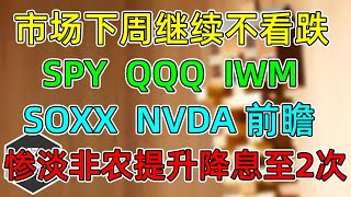 美股 标普短线突破！市场下周押注上涨！SPY、QQQ、IWM、SOXX、NVDA前瞻！惨淡非农提升降息至2次！