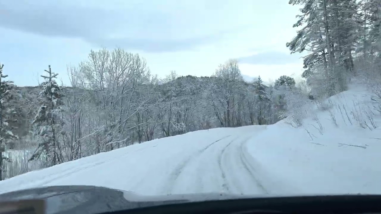 Driving snowy road in Porsche Taycan Turbo S in the Norwegian Arctic #1