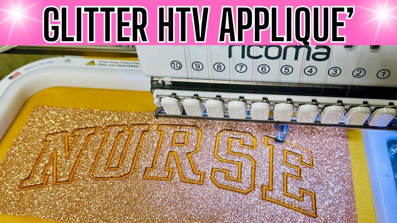 EASY How to do Applique' using Glitter Vinyl | Embroidery | Siser Glitter HTV | Step-by-Step