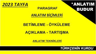 Anlatım Biçimleri Anlatım Teknikleri Öyküleme Betimleme Açıklama Tartışma Hikaye Etme