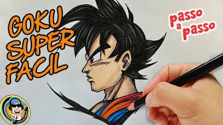 COMO DESENHAR O GOKU DE PERFIL - SUPER FÁCIL COM ESBOÇO 