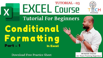 Excel Tutorials in Hindi | Conditional Formatting -01 | Tutorial Part 3 #exceltutorial #TechFolkBuzz