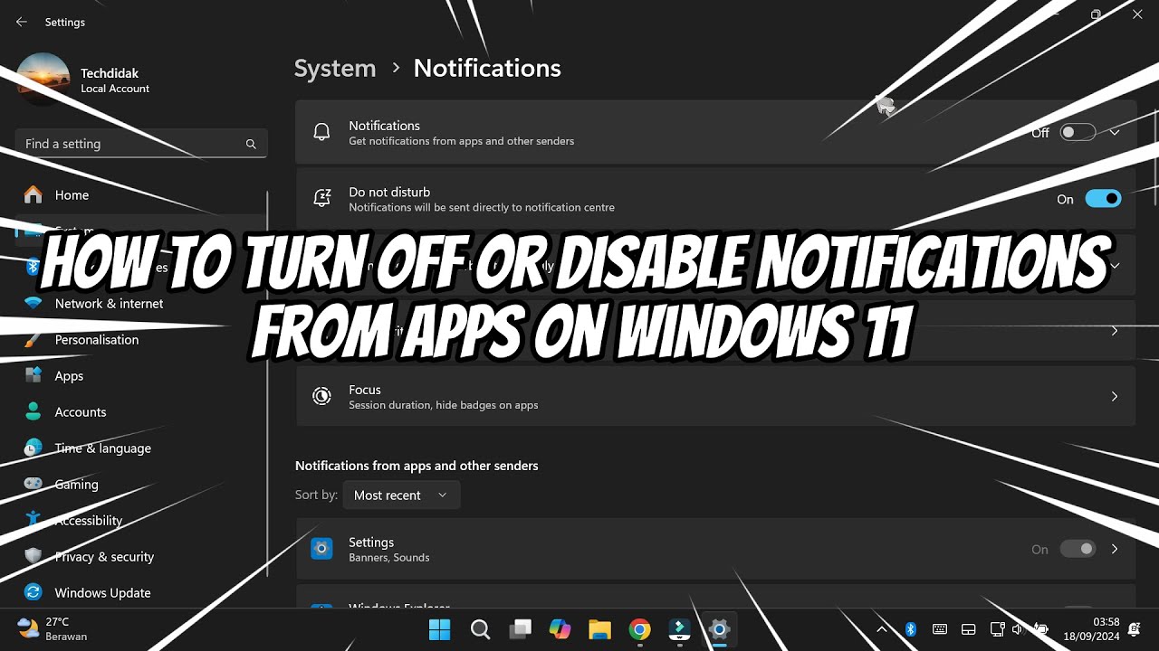 How to Turn Off or Disable Notifications From Apps on Windows 11 - YouTube