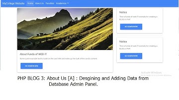 PHP Blog Part-3 [A]: About Us Page Design and Adding Data from Database(ADMIN PANEL)