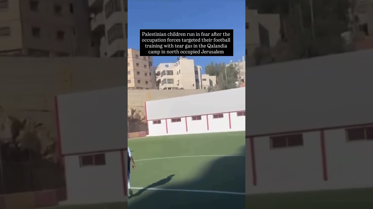 Palestinian children run in fear after the IOF targeted their football training 
