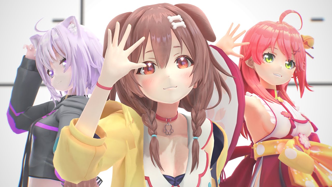 [MMD HOLOLIVE] Dream Fighter / Perfume [Okayu & Korone & Miko] [+Camera DL!]