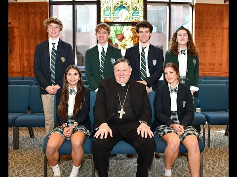 St Patrick Catholic High School Students Interview Bishop Louis Kihneman, Bishop of Biloxi.