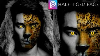 Half Tiger Face PicsArt Tutorial | 2020 Latest PicsArt Quick Editing Trick | RTWORLD screenshot 5