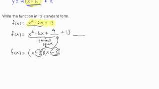 completing the square to write a quadratic function in standard form