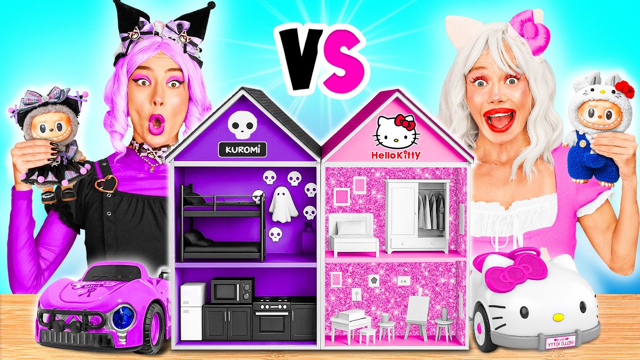 Строим Удивительный Кукольный Домик для Лабубу | Hello Kitty против Куроми от BaRaDa Challenge