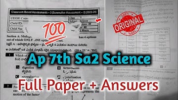 💯Ap 7th class general science Sa2 real full question paper 2024|7th Sa-2 science paper answers 2024