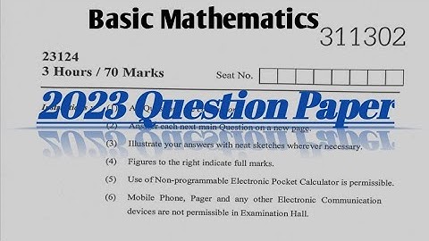 Diploma K scheme Basic Mathematics (311302) Previous year question paper #exam #msbte #diploma #bms
