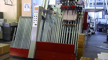 RIMA-SYSTEM Log Stacking of book sections behind Harris Coldset press @ 45.000 cph 077