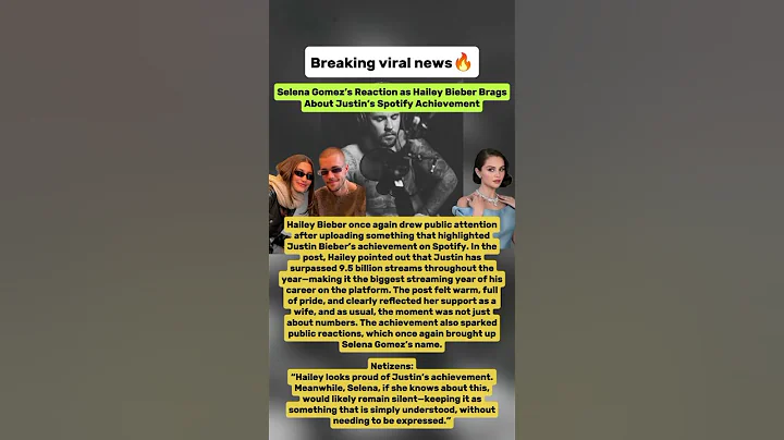 Selena Gomez Reacts as Hailey Bieber Brags About Justin Bieber Spotify #justinbieber #selenagomez