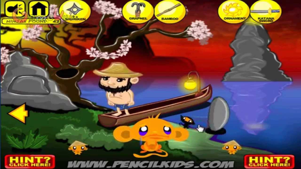 Hướng Dẫn Chơi Game Chú Khỉ Buồn Tìm Ninja - Monkey Go Happy Ninjas Trên  Game Vui - Youtube